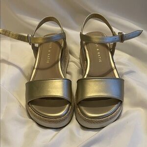 Kelly & Katie Metallic Gold Wedge Sandals